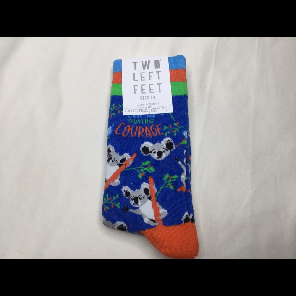 Two Left Feet Koala Courage Socks NWT Small Feet